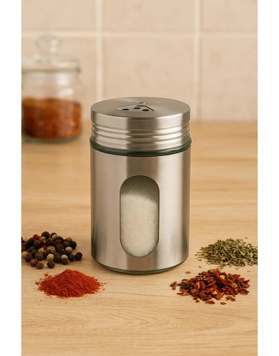 Metal Tuzluk Biberlik Baharatlık 200 ml Gri