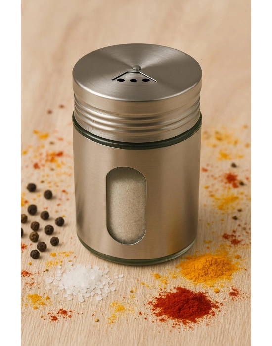 Metal Tuzluk Biberlik Baharatlık 200 ml Gri