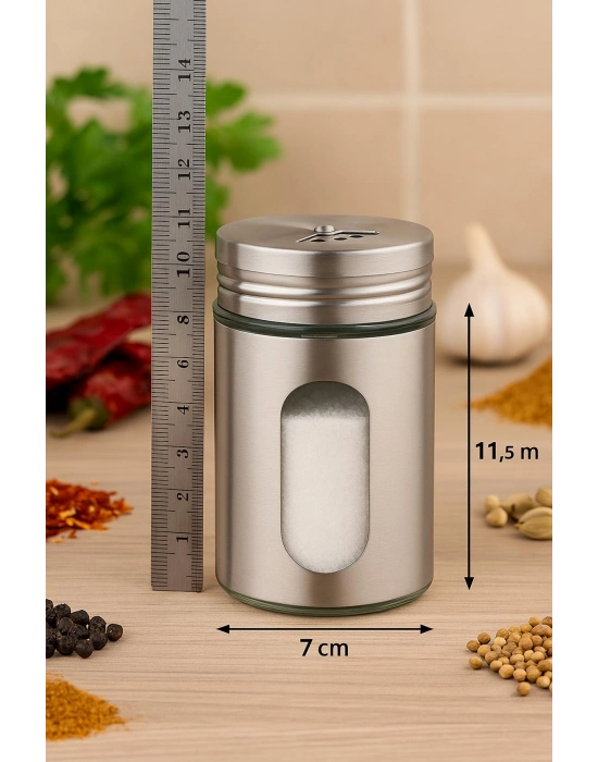 Metal Tuzluk Biberlik Baharatlık 200 ml Gri