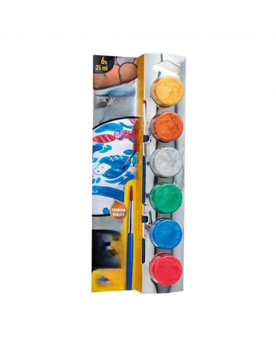 ® Metalik Fırçalı Suluboya Yıkanabilir 6x25 ml