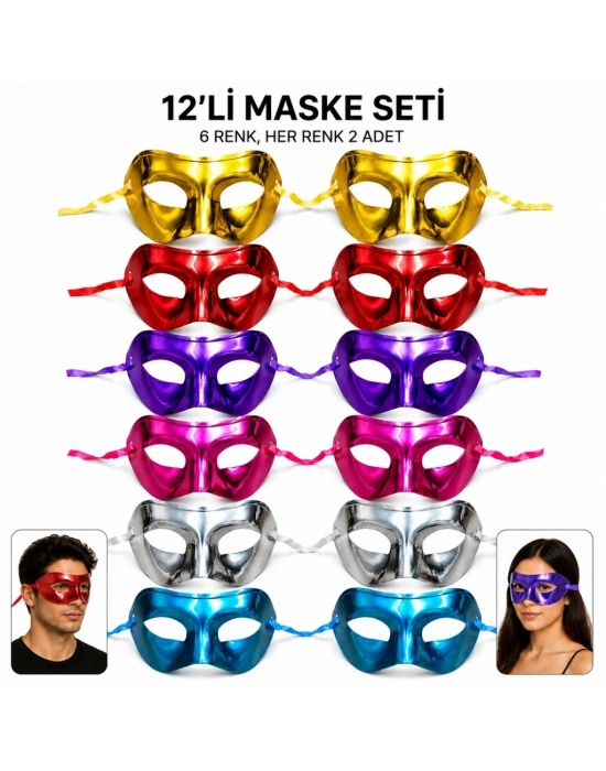 Metalik Venedik Toptan Parti Maskesi Seti – 6 Renk Karışık