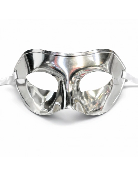 Metalize Parlak Parti Maskesi Gümüş Renk 16x7 Cm