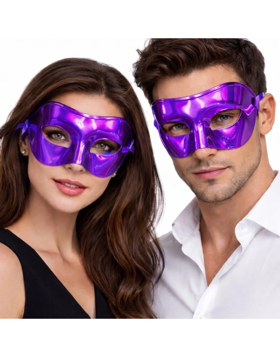 Metalize Parlak Parti Maskesi Mor Renk 16x7 cm