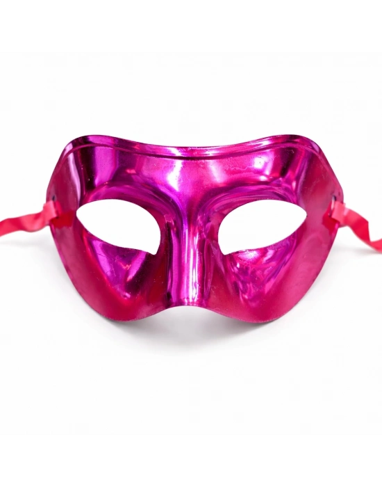 Metalize Parlak Parti Maskesi Pembe Renk 16x7 cm