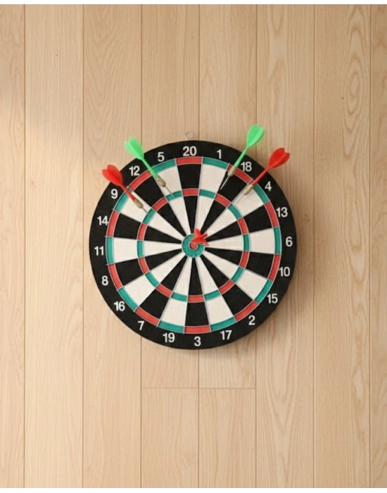 ® 17 İnç Dart Tahtası Şık Tasarım Dayanıklı Yapı ve Dart Oku Hediyeli