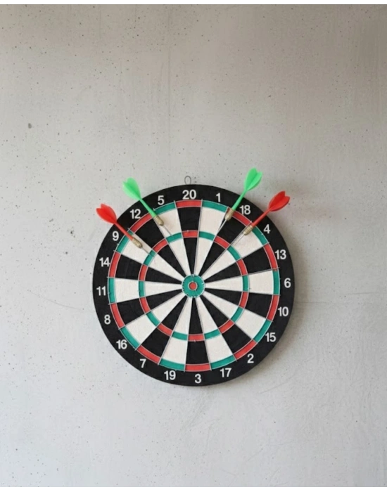 ® 17 İnç Profesyonel Dart Tahtası Dayanıklı Yapı ve 4 Metal Dart Oku