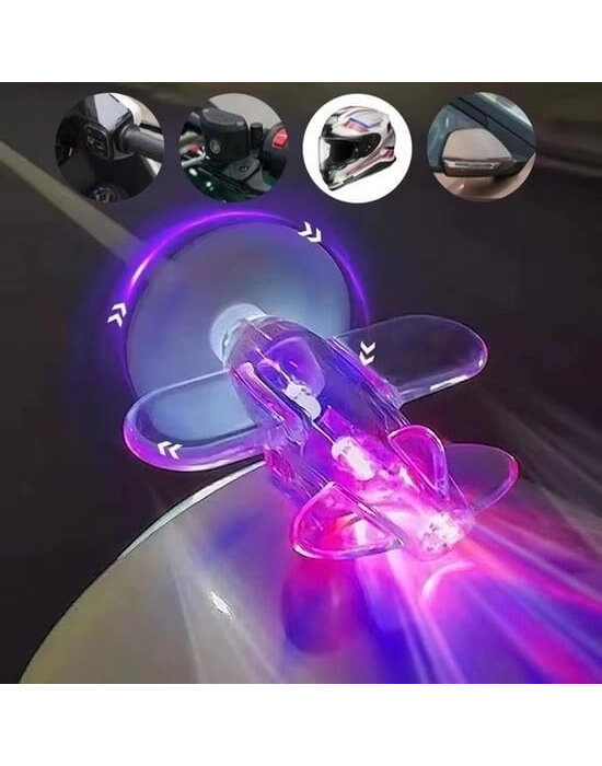 ® 26786 Led Işıklı Motosiklet Süs Uçağı Pilsiz Çalışan Kırmızı-Mavi Işık Efektli