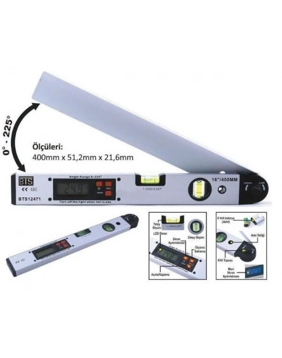 ® Bts 12471 Dijital Açı Ölçerli Su Terazisi 40 cm