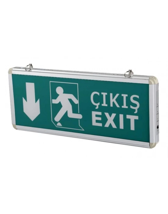 ® Cata 9167 Ledli Aşağı Ok Exit Çıkış Armatürü 3 Saat Akülü