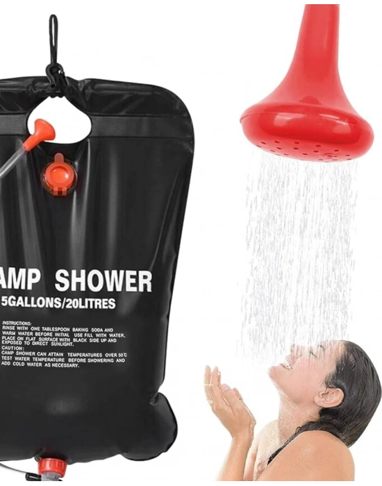 ® Güneş Enerjili Dış Mekan Duşu 20 Litre Dayanıklı PVC Kamp Duş Sistemi