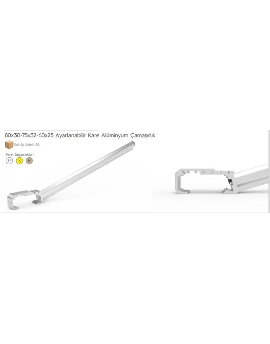 ® Koral Ayarlı Balkon Çamaşır Askılığı 80X30/60X25