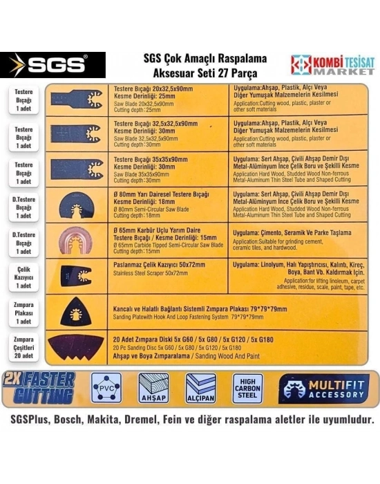 ® SGS 1880 Raspalama Seti 27 Parça