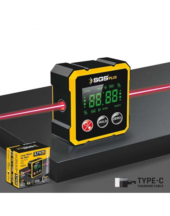 ® SGS 5431 Lazer Dijital Açı Ölçer Mıknatıslı