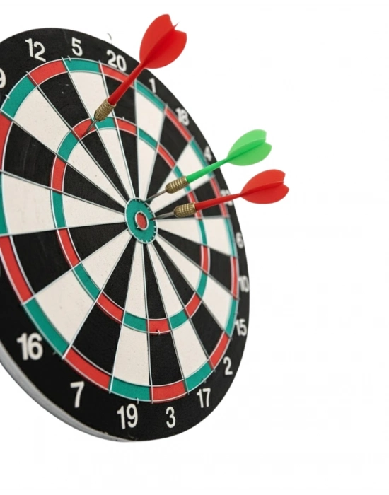 ® Şık Tasarımlı 15 İnç Dart Tahtası Metal Uçlu 4 Ok Seti