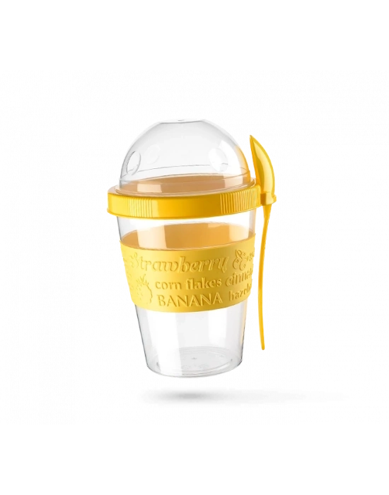 Meyve Hazneli - Kaşıklı Portatif Yoğurt Kabı