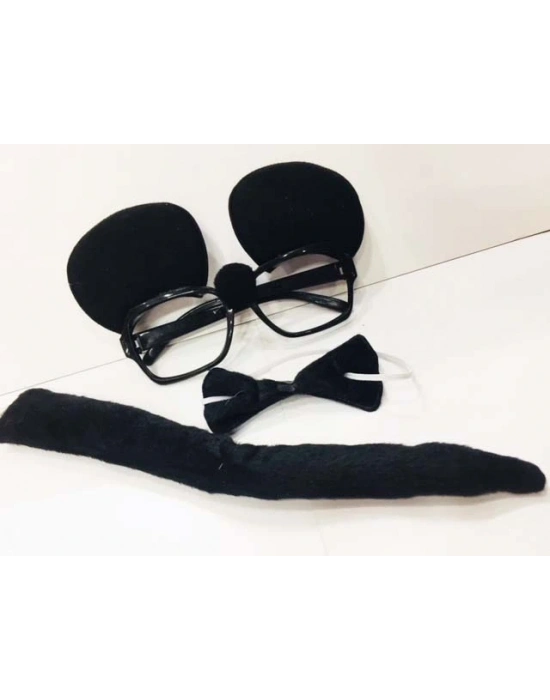 Mickey Mouse Gözlüğü Papyonu Kuyruğu Seti