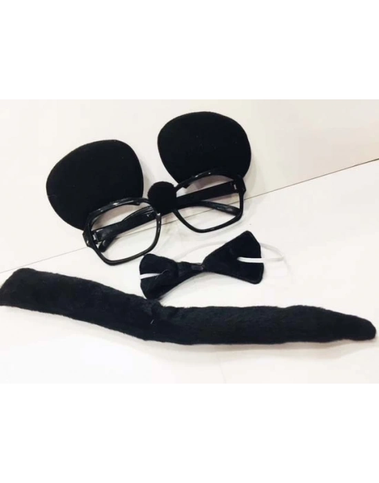Mickey Mouse Gözlüğü Papyonu Kuyruğu Seti