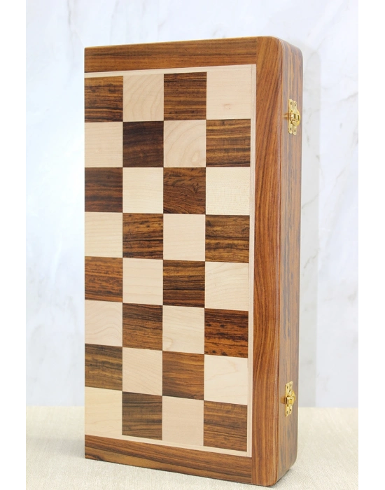 Mıknatıs Taşlı Ahşap Katlanabilir Kutulu Satranç Oyunu 40 Cm