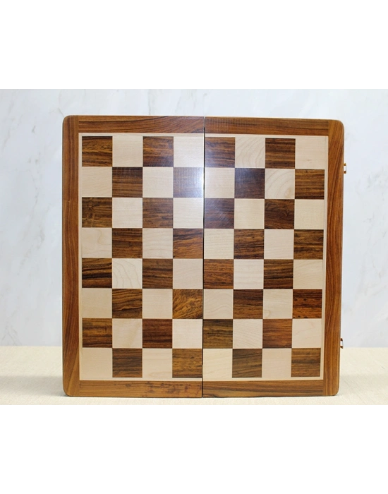 Mıknatıs Taşlı Ahşap Katlanabilir Kutulu Satranç Oyunu 40 Cm