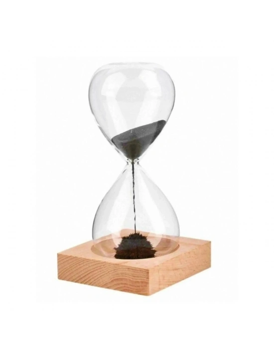 ® Mıknatıslı Cam Kum Saati – Dekoratif Metal Tabanlı, Manyetik Kum Akışlı Masaüstü Zaman Ölçer