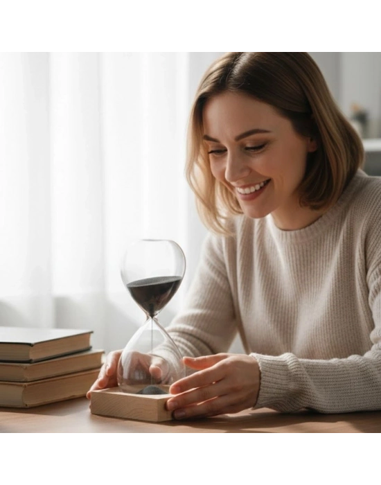 ® Mıknatıslı Cam Kum Saati – Dekoratif Metal Tabanlı, Manyetik Kum Akışlı Masaüstü Zaman Ölçer