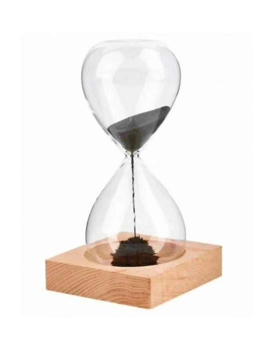 ® Mıknatıslı Cam Kum Saati – Dekoratif Metal Tabanlı, Manyetik Kum Akışlı Masaüstü Zaman Ölçer