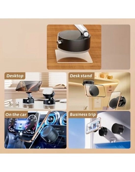 Mıknatıslı Katlanabilir Telefon Tutucu - Torpido ve Cam Uyumlu