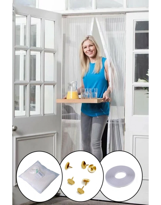 Mıknatıslı Manyetik Kapı Sinekliği Sineklik Tülü Perde (60cm X 210cm 2 Adet Tül)