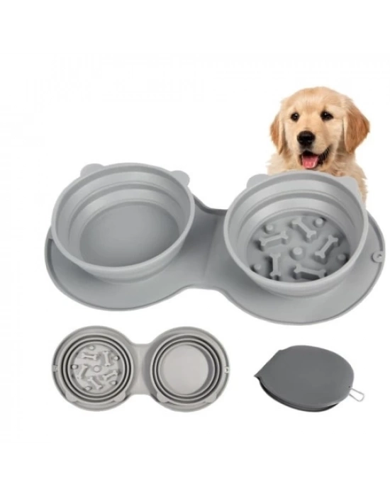 Mikopet Katlanabilir İkili Mama ve Su Kabı