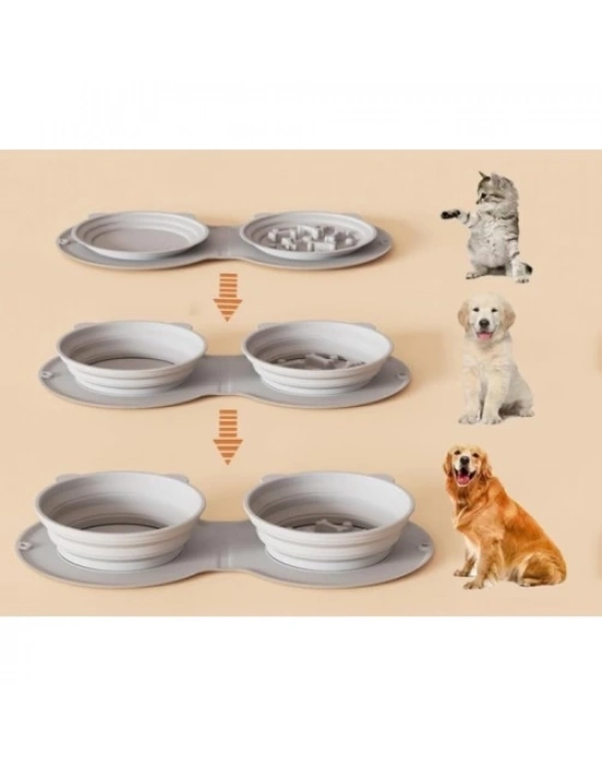 Mikopet Katlanabilir İkili Mama ve Su Kabı