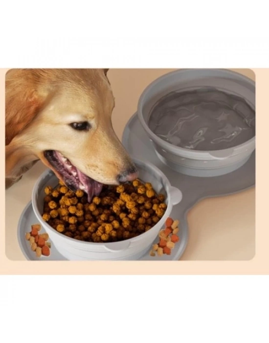 Mikopet Katlanabilir İkili Mama ve Su Kabı