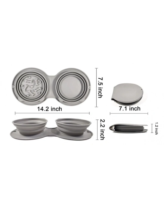 Mikopet Katlanabilir İkili Mama ve Su Kabı