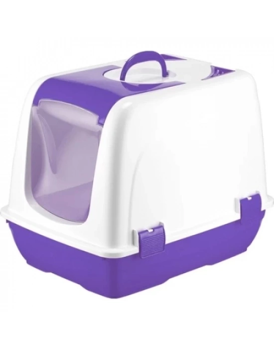 Mikopet Küçük Kapalı Kedi Tuvaleti Mor