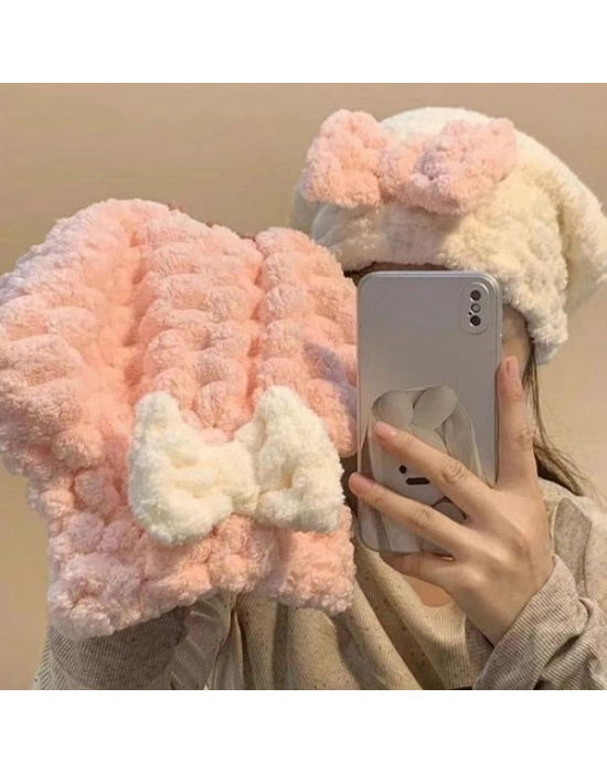 Mikrofiber Örgü Saç Kurutma Bone Havlu