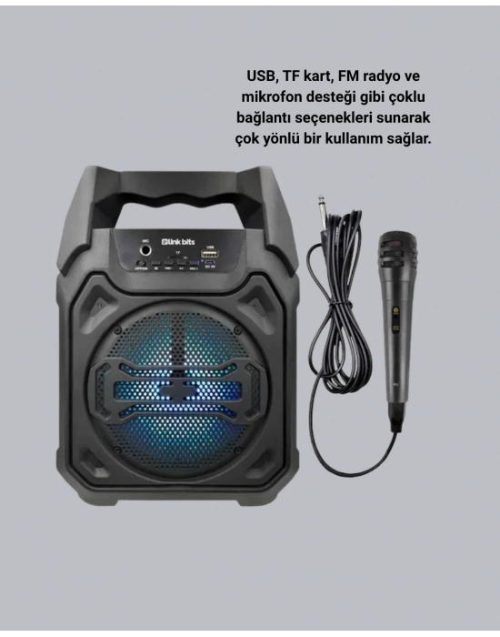 Mikrofonlu Bluetooth Ses Sistemli USB, Micro SD, FM ve Uzun Pil Ömrü