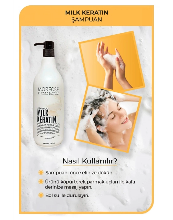Milk Keratin Şampuan 1000 ML - Besleyici Koruyucu Etki