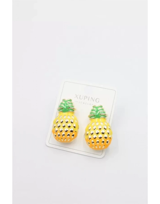 Mineli Ananas Küpe - Altın