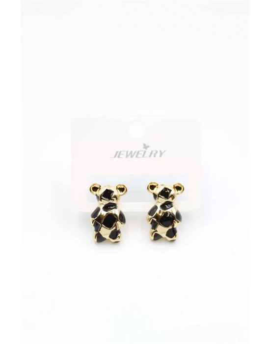 Mineli Ayıcık Küpe - Siyah