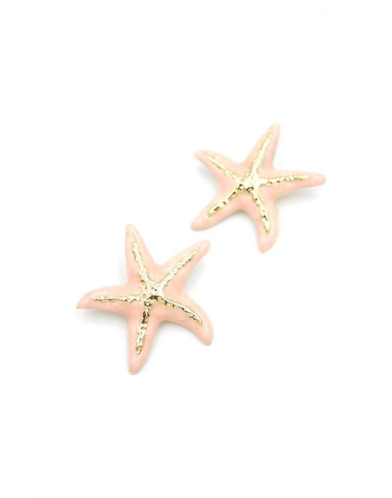 Mineli Deniz Yıldızı Küpe - Pembe