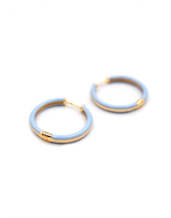 Mineli Halka Küpe - Açık Mavi