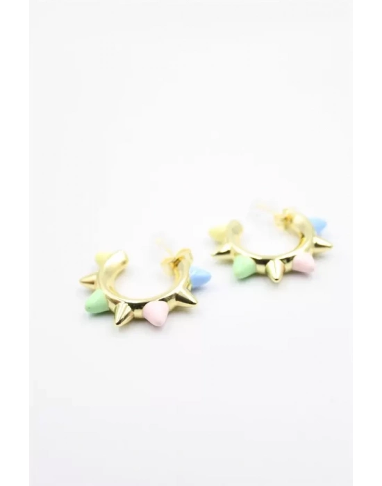 Mineli Halka Küpe - Altın