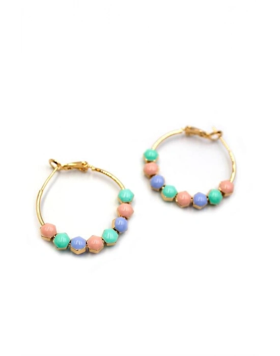 Mineli Halka Küpe - ÇOK RENKLİ