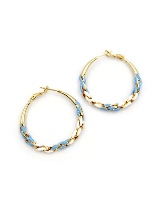 Mineli Halka Küpe - Mavi