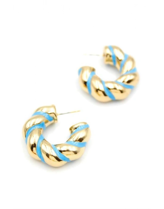 Mineli Halka Küpe - Mavi