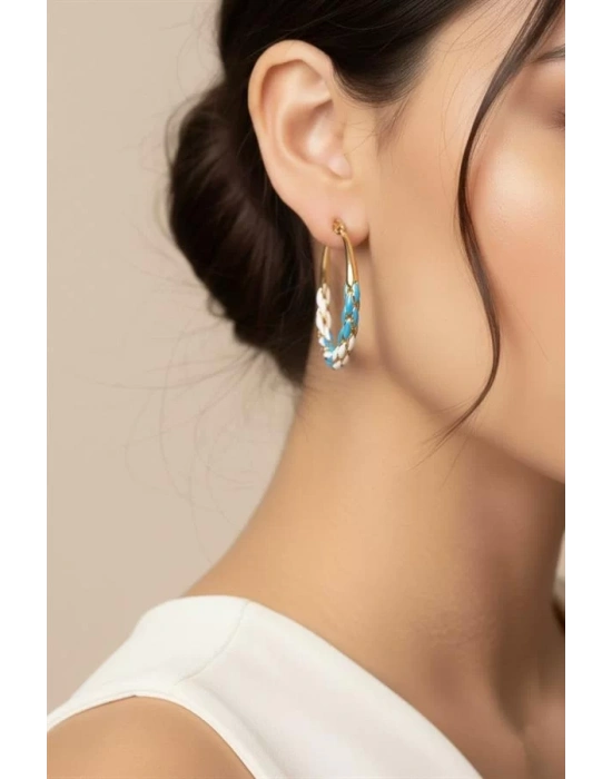 Mineli Halka Küpe - Mavi