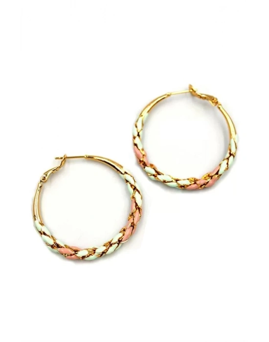 Mineli Halka Küpe - Pembe