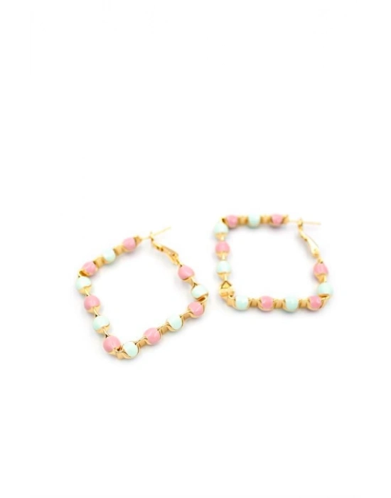 Mineli Halka Küpe - Pembe