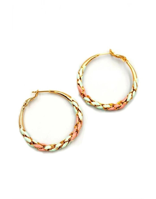 Mineli Halka Küpe - Pembe