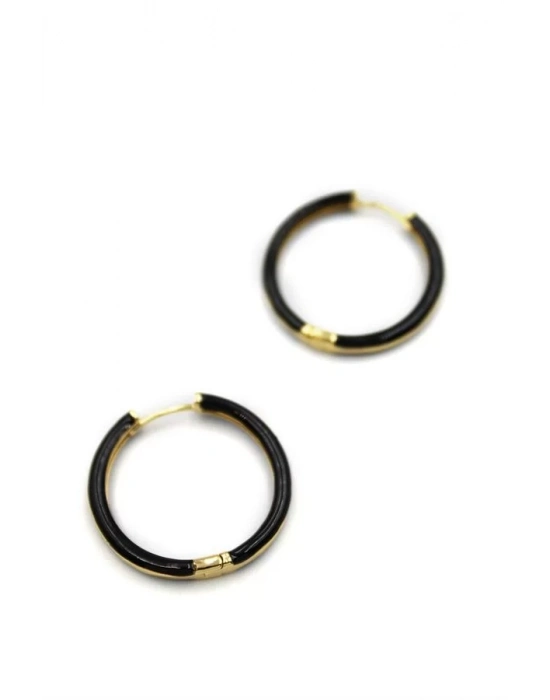 Mineli Halka Küpe - Siyah