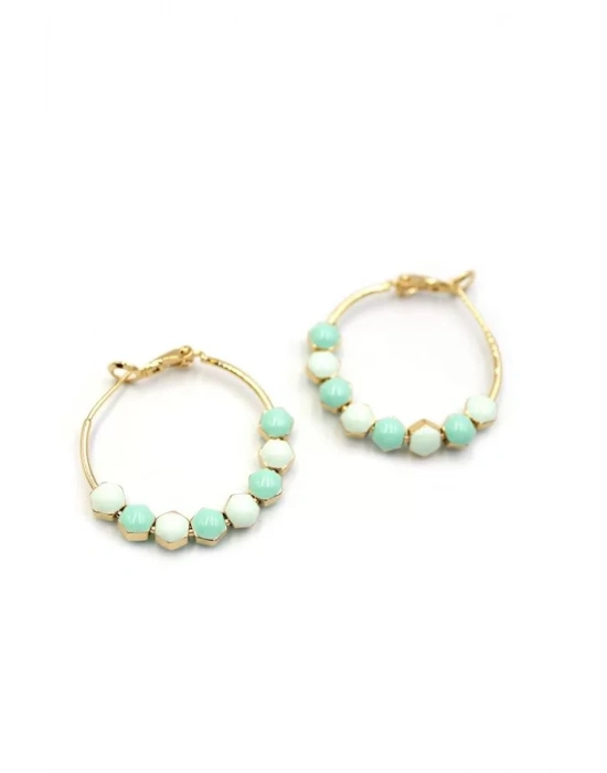 Mineli Halka Küpe - Turkuaz